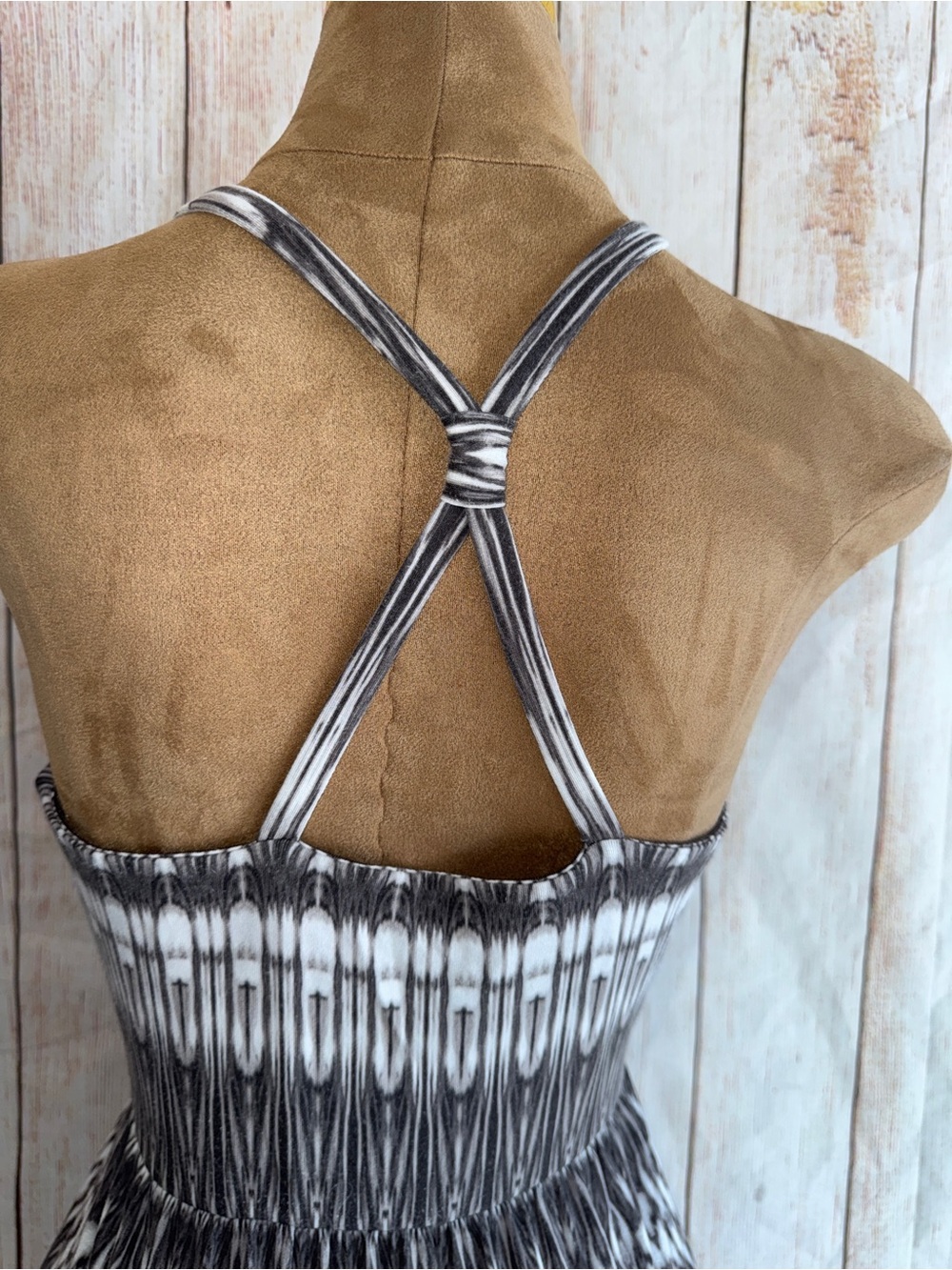 Cynthia Rowley Black & White ikat tribal pattern- Tank Sleeveless Mini Dress s - Picture 7 of 11